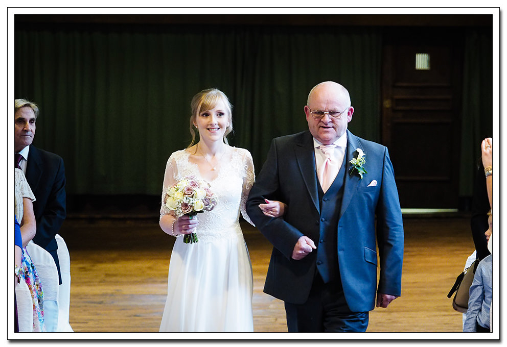 bride and father at the merchants hall wedding