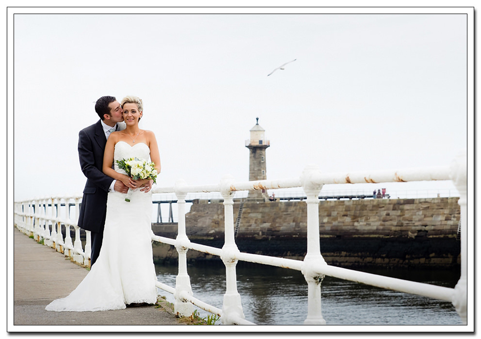bride and groom portrait, whitby