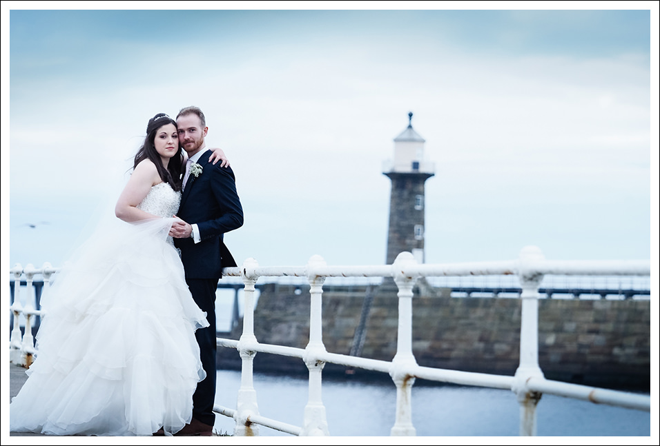 crossbutts wedding couple on whitby pier