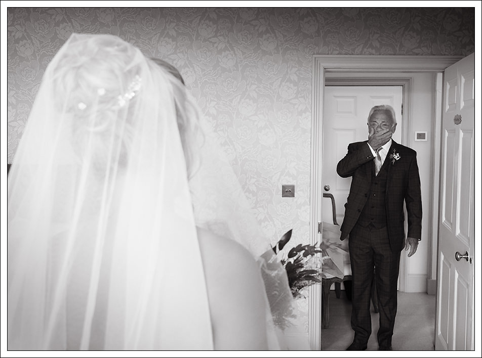 father of the bride seeing his daughter for the first time at hornington manor