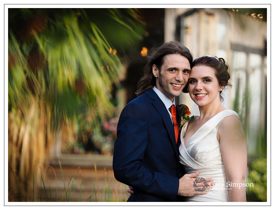 portrait of the bride & groom at crossbutts stables in whitby