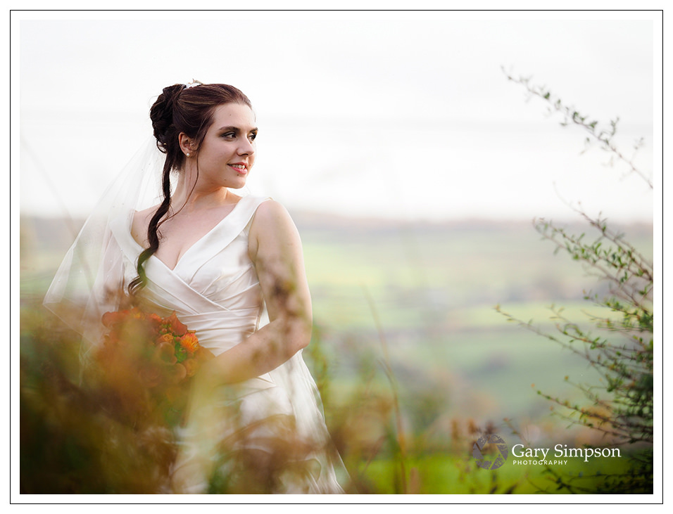 crossbutts wedding photography - bridal portrait in the gardens of crossbutts stables in whitby