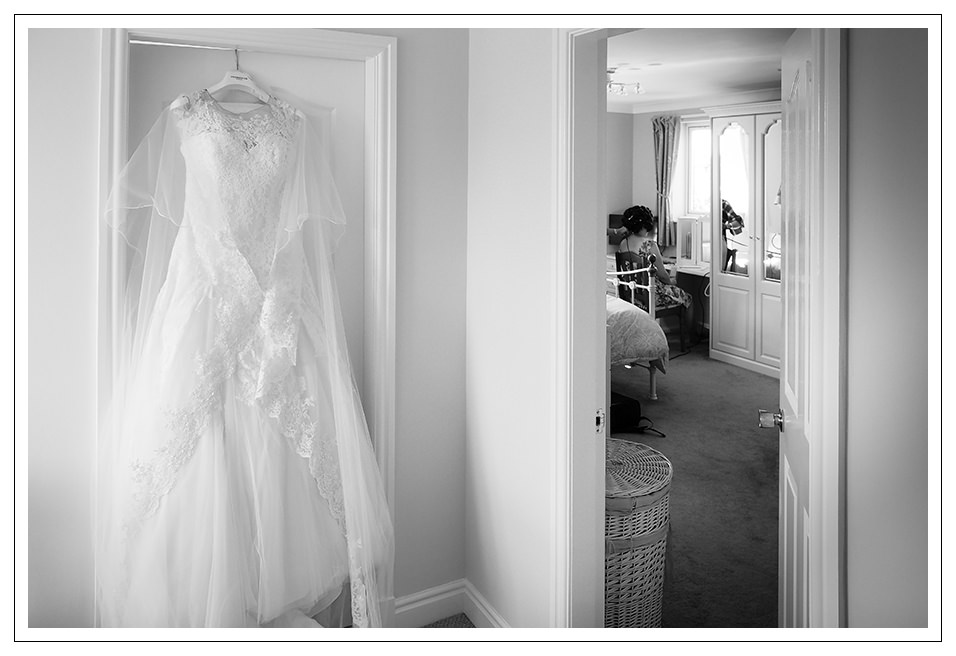 the brides dress and bride during the bridal preparation