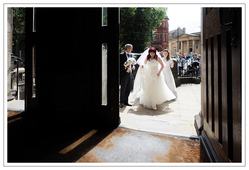 Bride and bridal party for the start of the wedding Ceremony in York