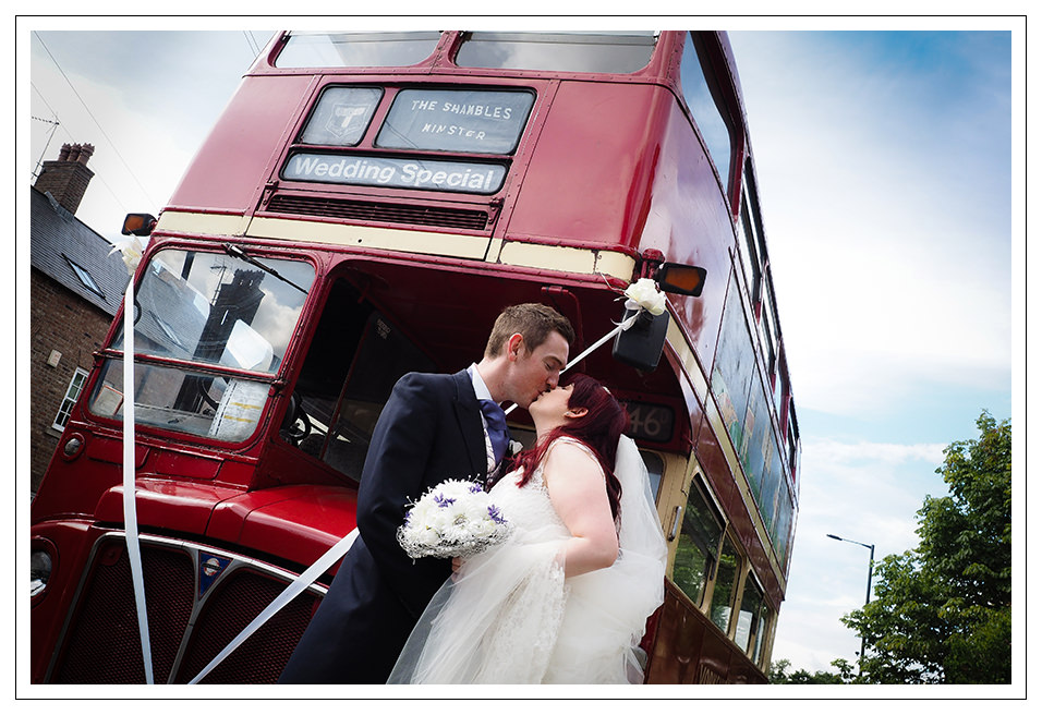 London bus and the newly married couple