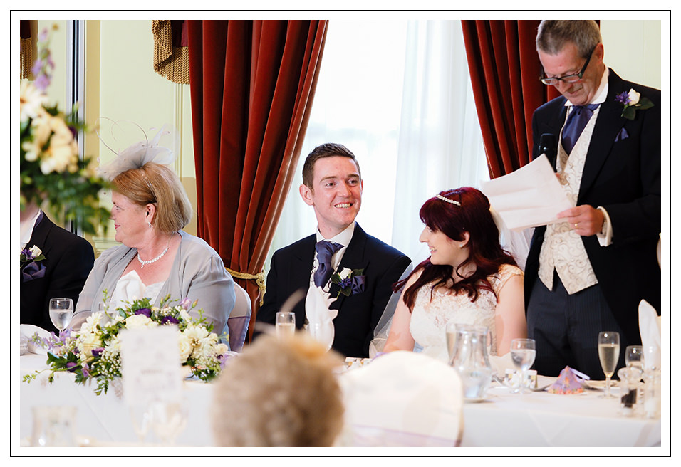 groom during the father of the brides speech at York Pavilion hotel