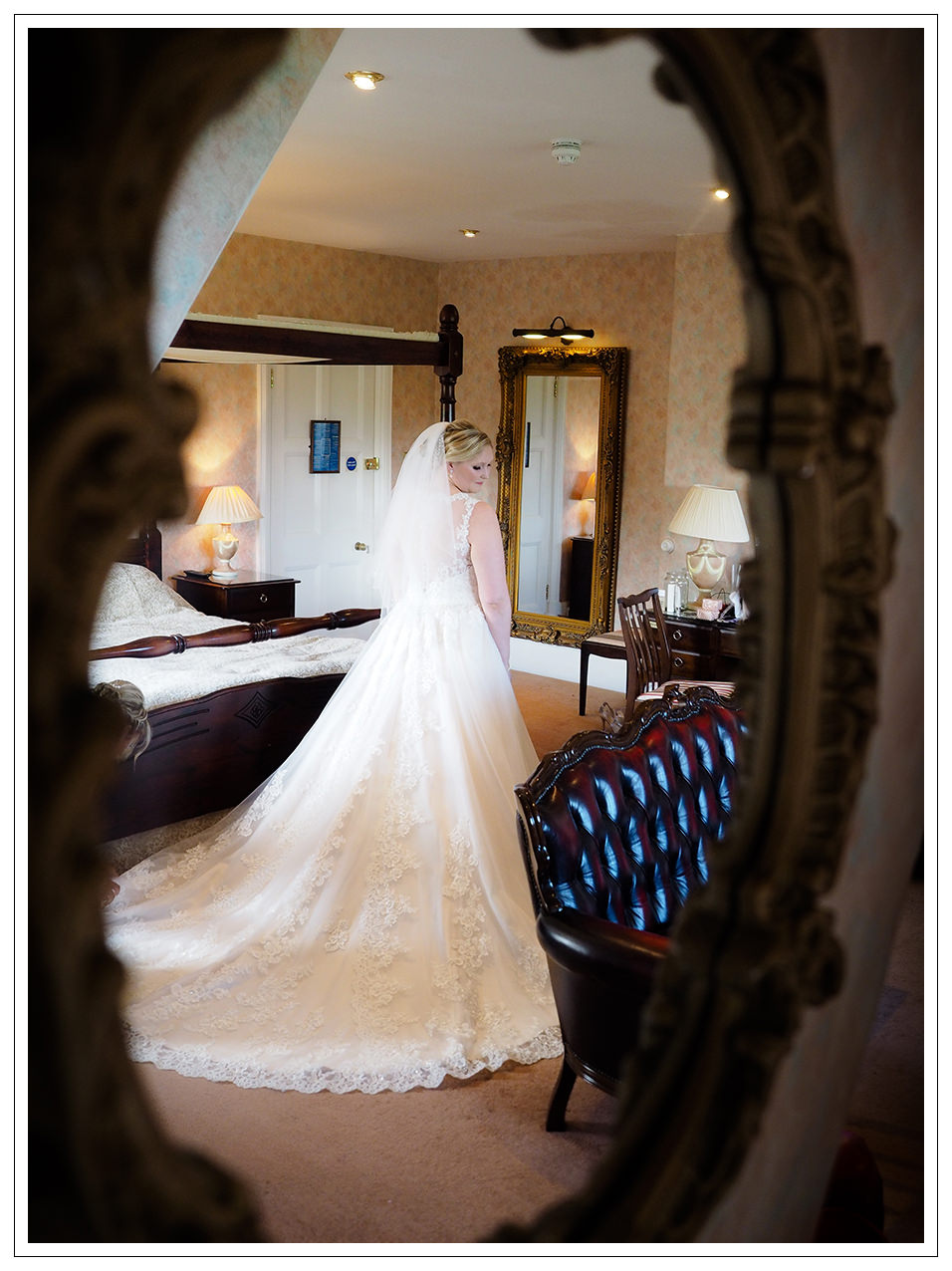 bride reflected in the mirror