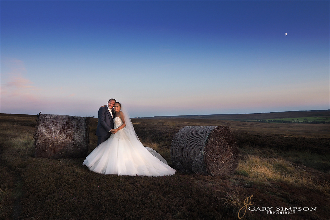 late evening shot of newly weds on the north yorkshire moors