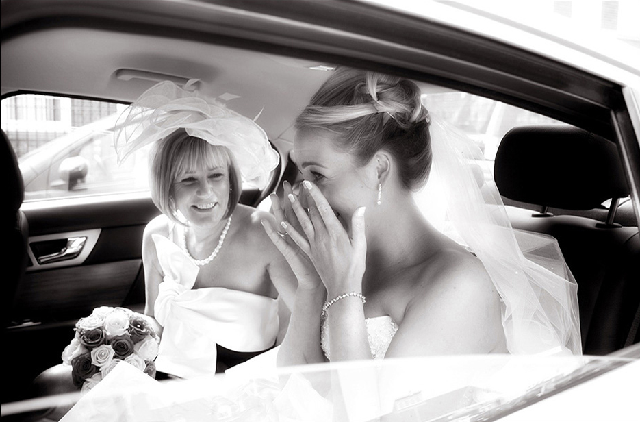 an emotional bride and her mother arrive for this north yorkshire wedding