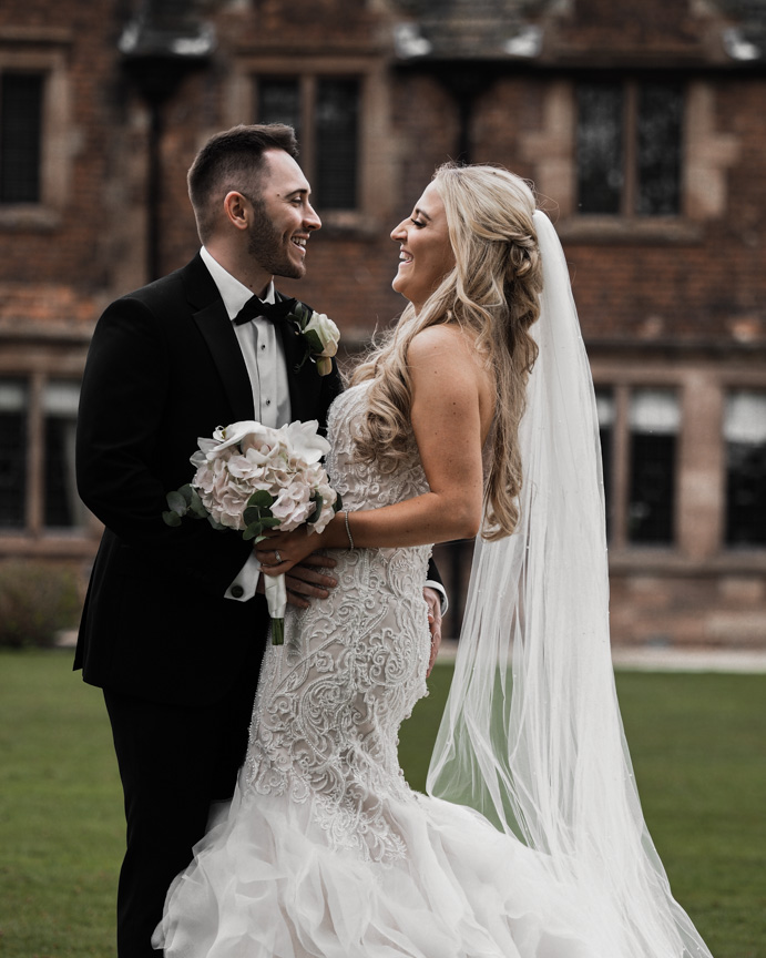 bride and groom at a colshaw hall wedding