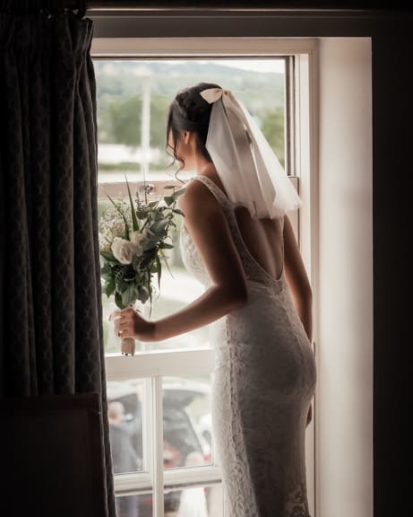 bride ready for the wedding ceremony with north yorkshire wedding photographer